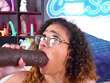 Camsoda - Petite Ebony Scarlit Scandal Takes Massive Dildo Has Squirting Orgasm