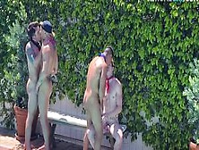 Next Door Studios - Outdoor Athletic Studs Enjoy Bareback Orgy On Swimming Pool