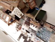 Pretty blonde Upskirt peachy ass thong (not mine)