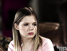 Big boobs MILF seduces and fucks a shy and introverted lesbian teen