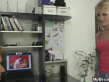 Brothers girlfriend rides another cock