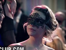 Three gorgeous blondes are sharing a cock in this steamy foursome