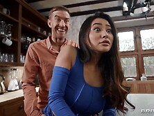 Horny British dude drills Japanese pussy with vigorous energy