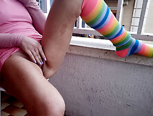 Nude on the public balcony – Squirting Orgasms and Female Ejaculation