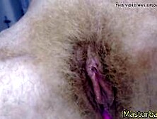 Hot Blonde Babe masturbating hairy pussy on cam