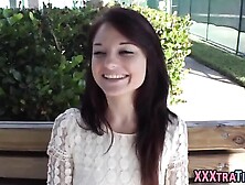 Petite teen swallows cum