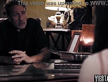 Large titties cheating cougar gets manipulated and pounded by lewd older priest