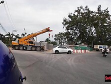 Amateur Asian teen girlfriend blowjob in public somewhere in Thailand