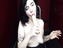 Gothic Youngster Doing Deepthroat And Bj While Smoking