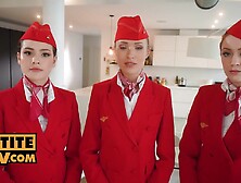 All Gal Air Steward Threesome Turns Fourway With Angelika Grays,  Cherry Candle And Matty Mila Perez