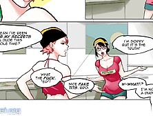 Employee of the Month - Excited Teen drilled by the Recent Futanari Coworker in public Diner