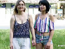 Lesbo Lovers Play With a Glass Toy