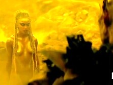 Hot Topless Black Chick Walks Toward Her Master Naked After Materializing.