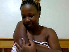 Sweet sultry ebony babe enjoys every inch of big white dildo