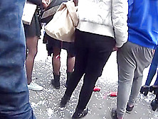 upskirt (fake) black pantyhose