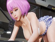 Hot 3D Hentai Lesbians Share Black Dildo