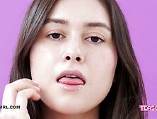 Super sexy Teen Brunette hair at Interview, Cums Hard