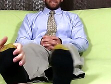 Bearded Chase Lachance moans through toe service