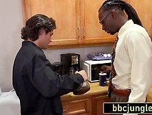 Breasty Redhead Boss Takes a Thick Ebony Knob on Her Desk