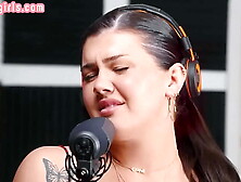 Transexual goddess mounts in interacial duo in singing booth