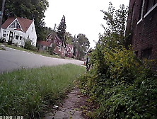 Black Detroit Street Hooker In Tight Extremely Short Dress.