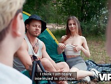 VIP4K.  Lewd couples lick booties in the woods and bang with every other