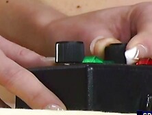 two amateur teens play with the sybian