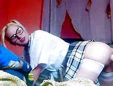 high school student has an orgasm with the sex machine