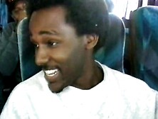 Dark skin bimbo with natural melons blows ebony hunk's tool on