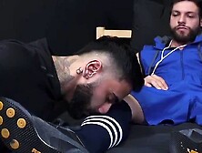 Jock duo swap intense foot and toe worship