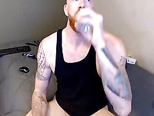 Straight Ginger Stud Plays On Webcam