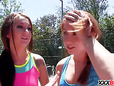 Sexy summer camp tennis tramps