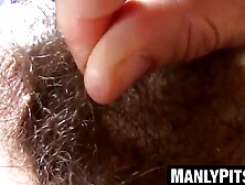 Extremely hairy Joel Someone licks pits then milks his rod
