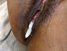 Little Black Amateur Pussy Gets Creampied By White Cock