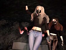 2 Chinese dancing in cute leather outfit