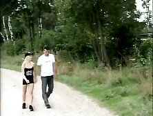 German amateur filmed outdoors with scandalous busty and horny blondie