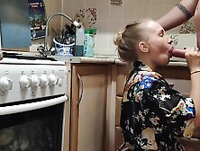 Russian Housewife Got Up Doggy Style For A Bright Fuck In The Kitchen