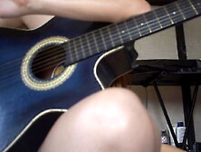 Tiny golden-haired undresses for her guitar teacher,  so this chab can finish on her back,  so this guy doesn't get her preggo coz