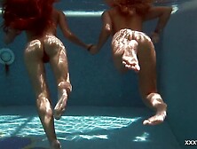 Swimming pool underwater hot babes Irina and Olla