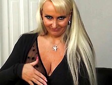 Horny big breasted German mom pleasing herself