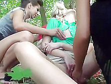 Sexy Teen Slut Having A Wild Group Sex Outside