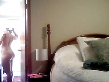 Nude wifey's round butt and bushy vagina