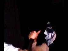 Cosply. Masked Snowbunny giving moster head. Slurping gagging deepthroat that BBC