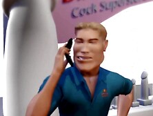 3DGSPOT - Blonde Teenie Deepthroats And Gags A Long Penis Inside A Vibrator Shop! 3D ANIMATION!