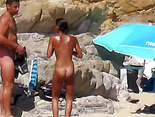 Naked Arab Girl Playing Water Tennis Tanned Lines Sunbathing