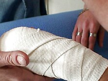 Hairy blonde mother-in-law riding very big meat