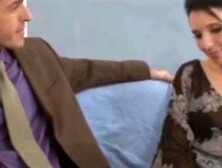 Stunning escort in high heels facialized after sensual sex