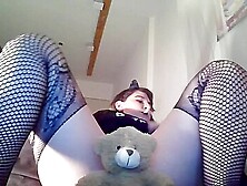 Smoking Schoolgirl Humping&edging Teddybear W Her Pretty Pussy Till She Cums Facefucking Bear Part 1