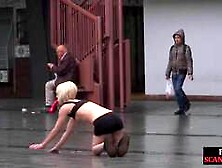 Sub Latina outdoor whipped in public by her kinky domina