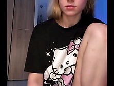 Fingering pink perfect snatch with giant dildo